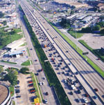aerial view of an HOV lane in use